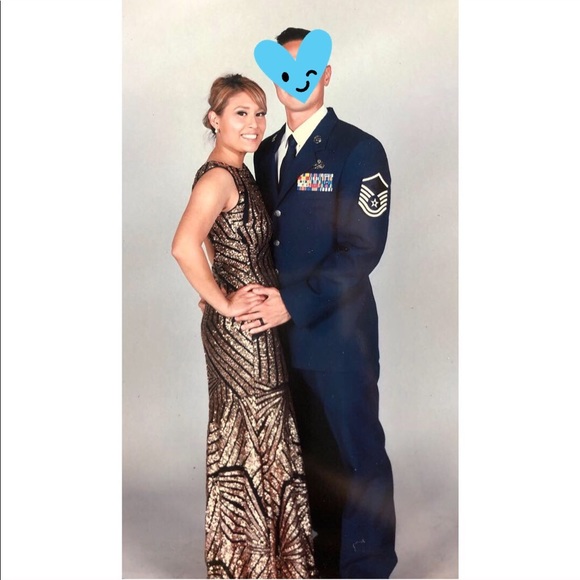 Gorgeous Black and Rose Gold/Bronze Sequin Gown - Picture 2 of 8